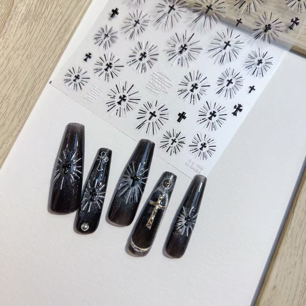 LuLuFun Studio Holy Light Black & White Nail Deco Stickers - 1 Sheet