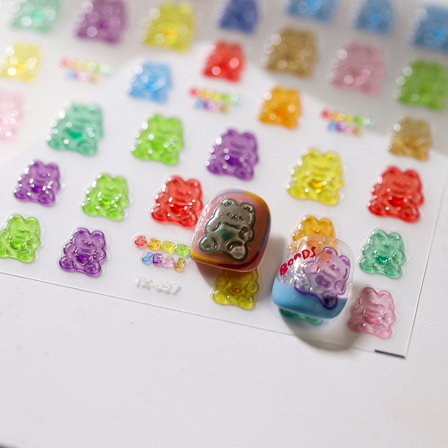 LuLuFun Studio Candy Bear Jelly Nail Deco Stickers - DIY Nail Art Decals