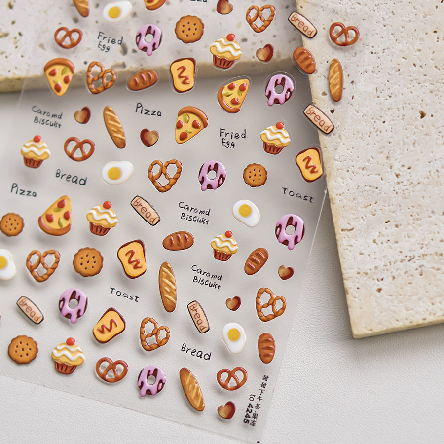 LuLuFun Studio Pizza Bakery Nail Deco Stickers - DIY Manicure Decals