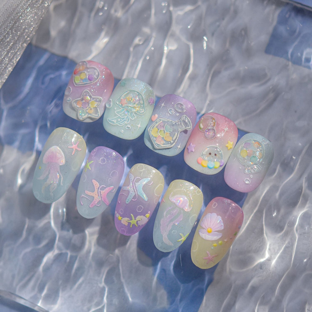 LuLuFun Studio Bubble Jellyfish Nail Art Stickers - Ultra-Thin Decals