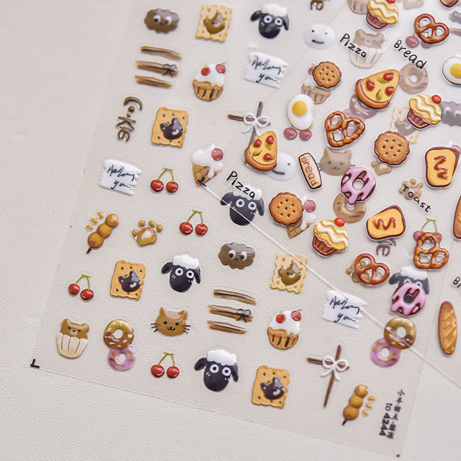 Sheep and Cherry Nail Deco Stickers - LuLuFun Studio Art Decals