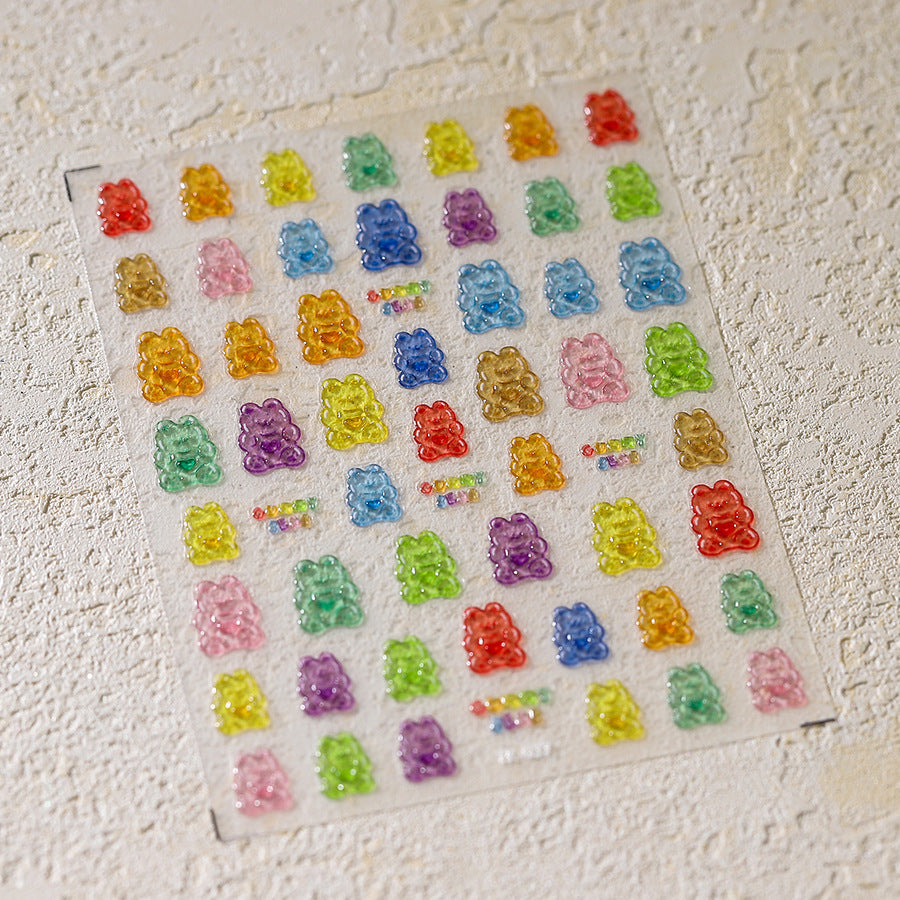 LuLuFun Studio Candy Bear Jelly Nail Deco Stickers - DIY Nail Art Decals