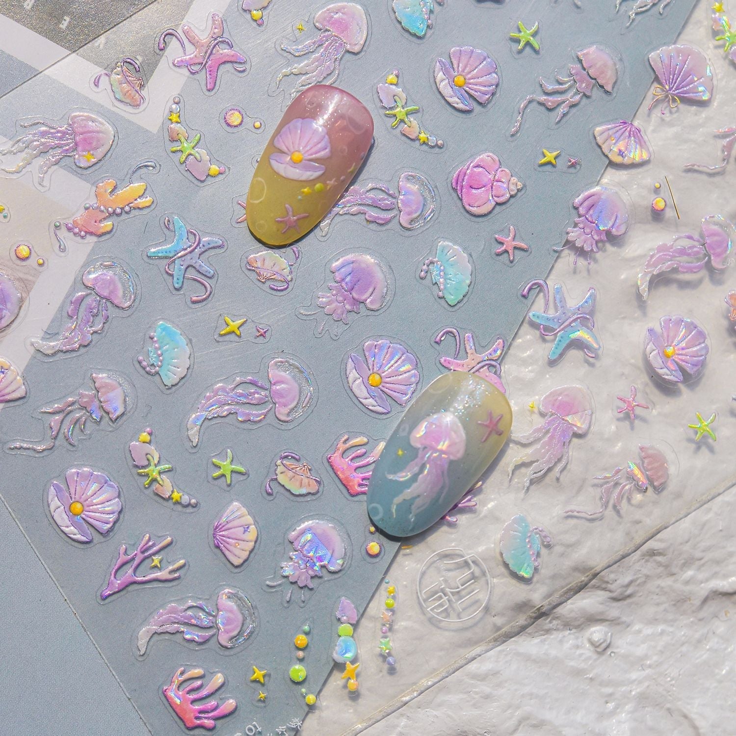LuLuFun Studio Bubble Jellyfish Nail Art Stickers - Ultra-Thin Decals