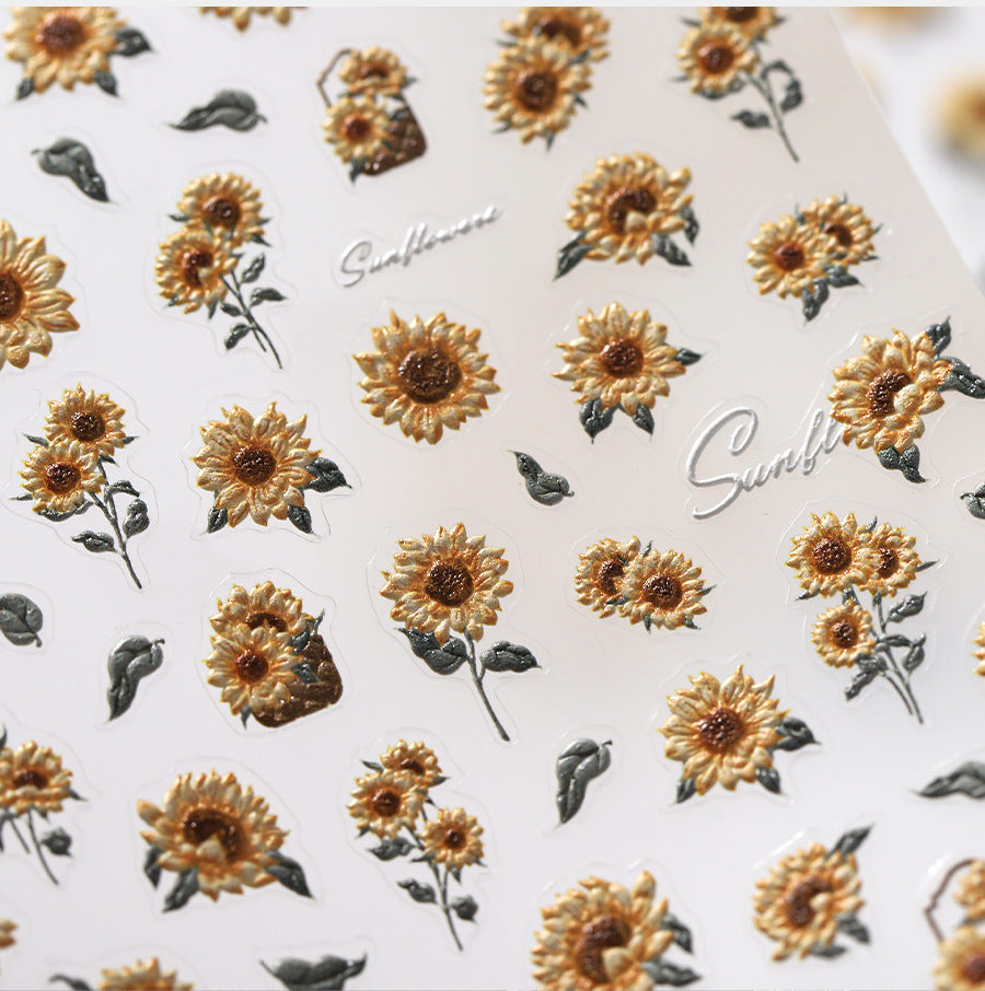 LuLuFun Studio Sunflower Nail Deco Stickers – Ultra-Thin DIY Nail Art