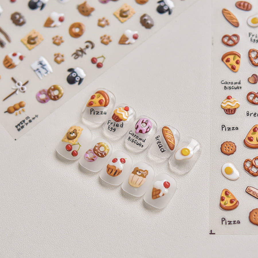 Sheep and Cherry Nail Deco Stickers - LuLuFun Studio Art Decals
