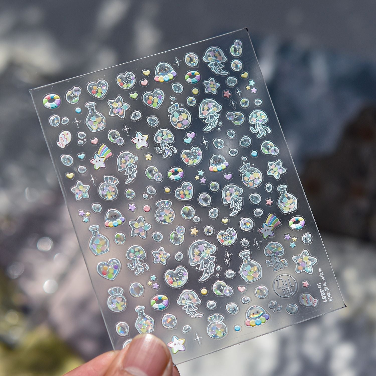 LuLuFun Studio Bubble Jellyfish Nail Art Stickers - Ultra-Thin Decals