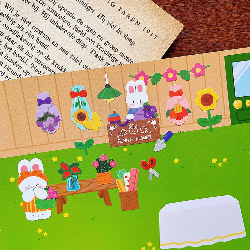 Floral Bunny Decorative Sticker Sheet by LuLuFun Studio – 9.5x16cm