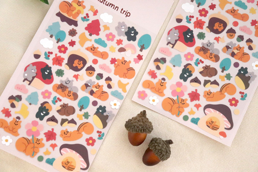 LuLuFun Studio Autumn Trip Decorative Planner Stickers - 1 Sheet