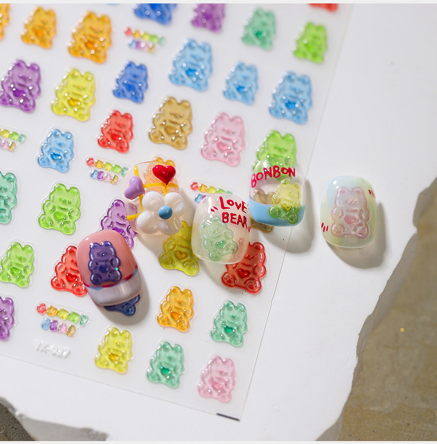 LuLuFun Studio Candy Bear Jelly Nail Deco Stickers - DIY Nail Art Decals