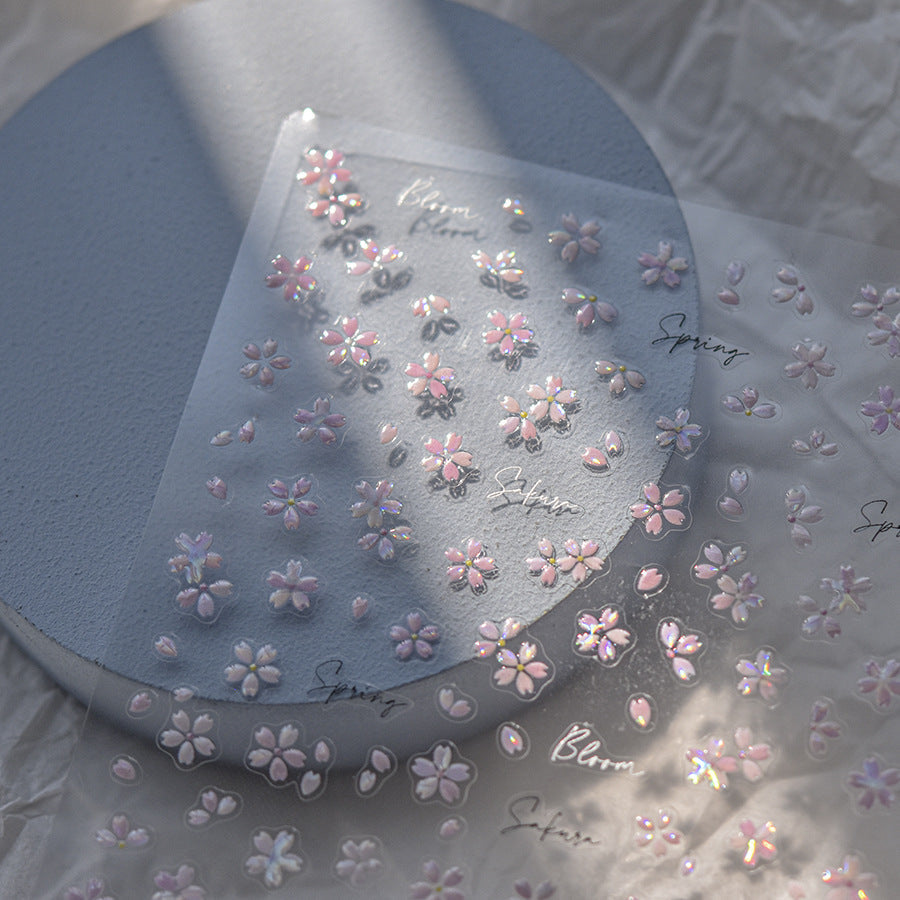 LuLuFun Studio Pink Cherry Blossom Nail Art Stickers - Floral Decals