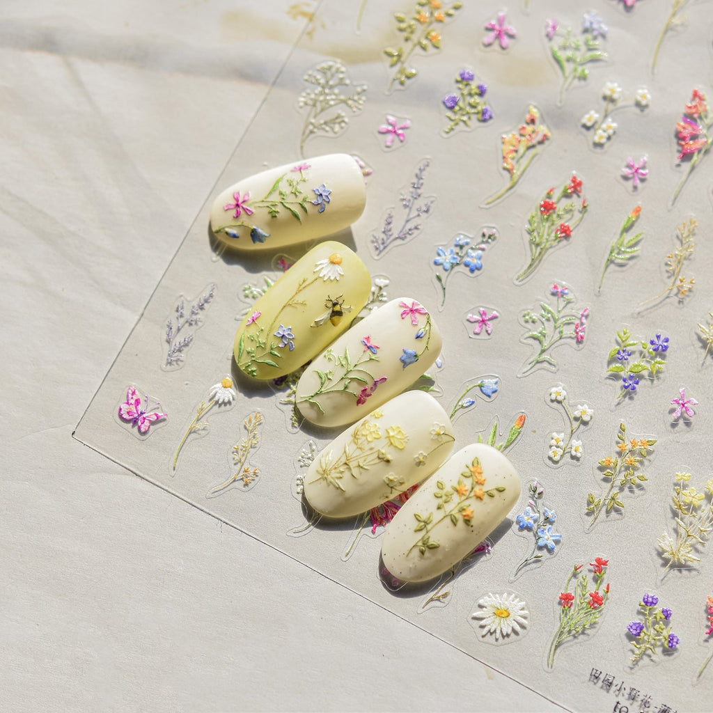 LuLuFun Studio Spring Wild Flower Nail Deco Stickers - Floral Nail Art