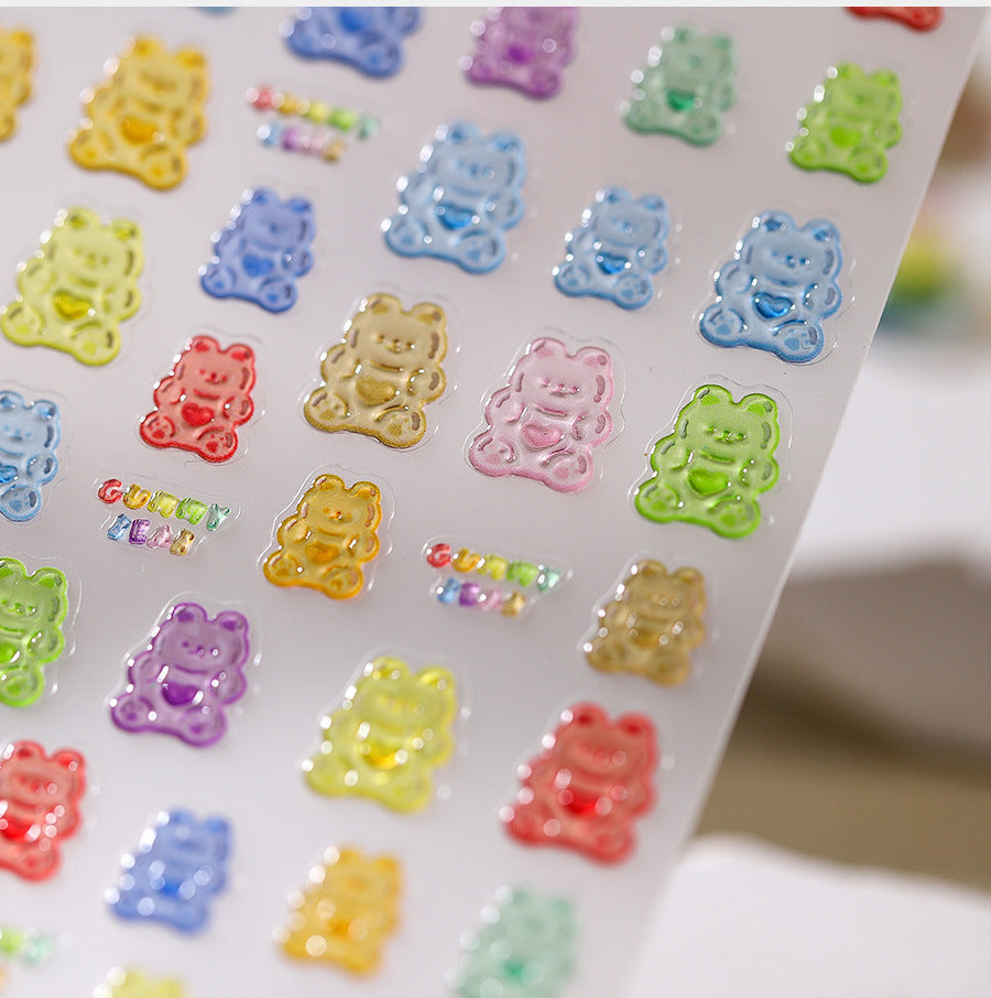 LuLuFun Studio Candy Bear Jelly Nail Deco Stickers - DIY Nail Art Decals