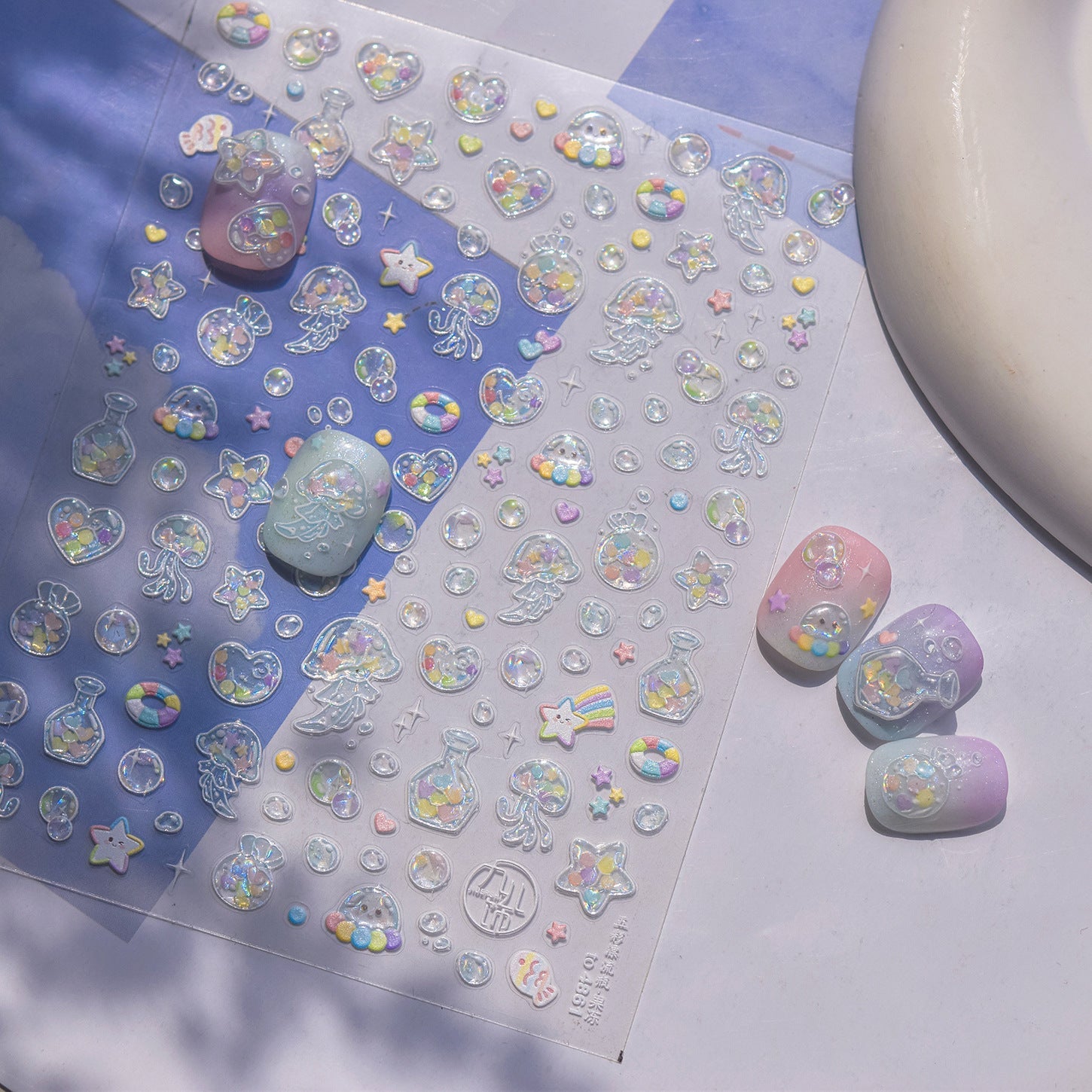 LuLuFun Studio Bubble Jellyfish Nail Art Stickers - Ultra-Thin Decals