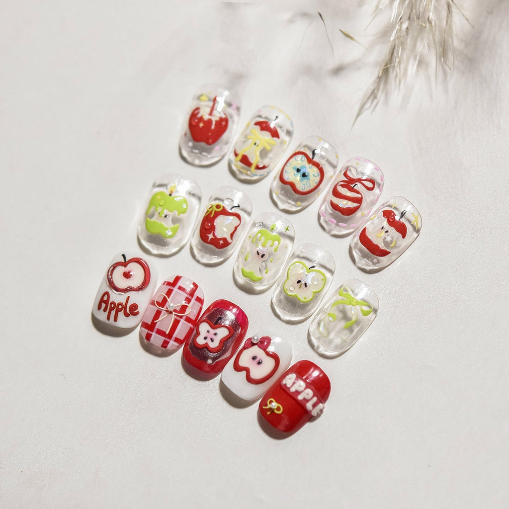 LuLuFun Studio Red Apple 3D Nail Deco Stickers - DIY Nail Art Decals