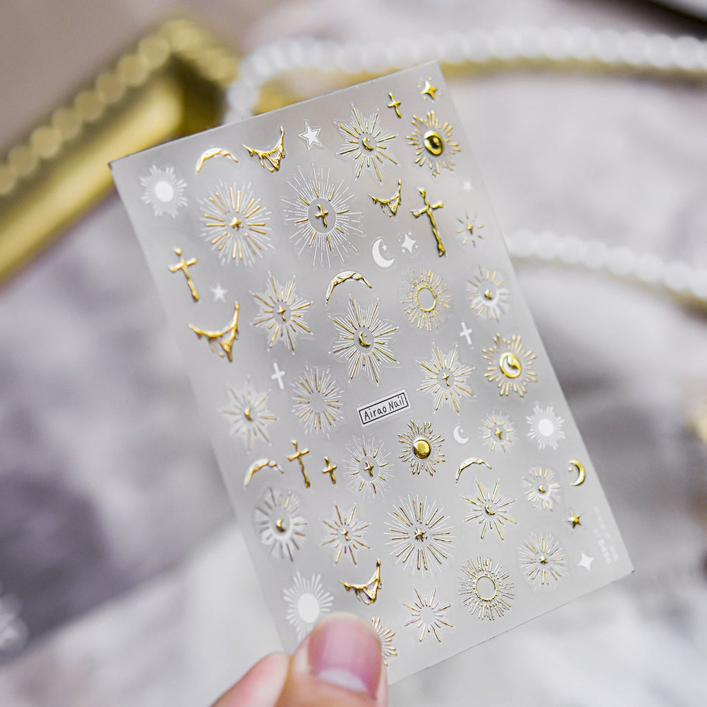 LuLuFun Studio Holy Light Gold Nail Deco Stickers - Ultra-Thin Decals