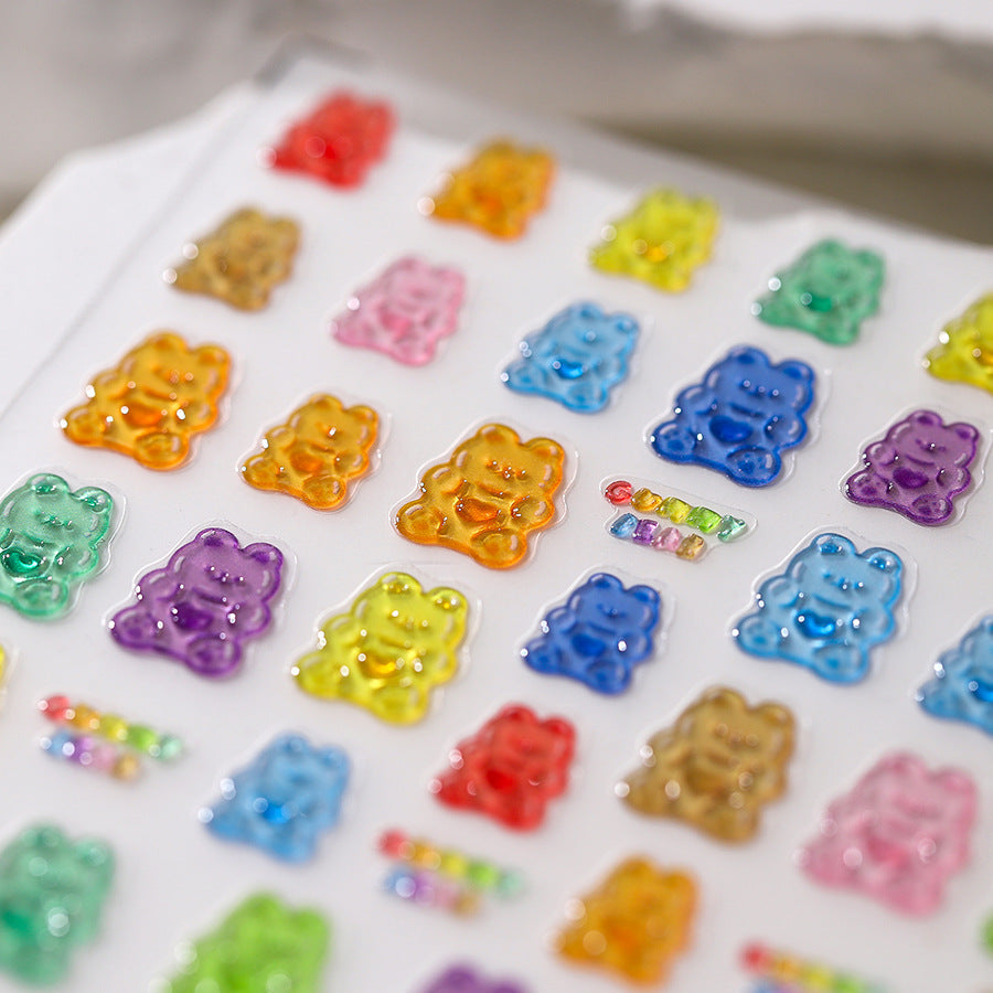 LuLuFun Studio Candy Bear Jelly Nail Deco Stickers - DIY Nail Art Decals