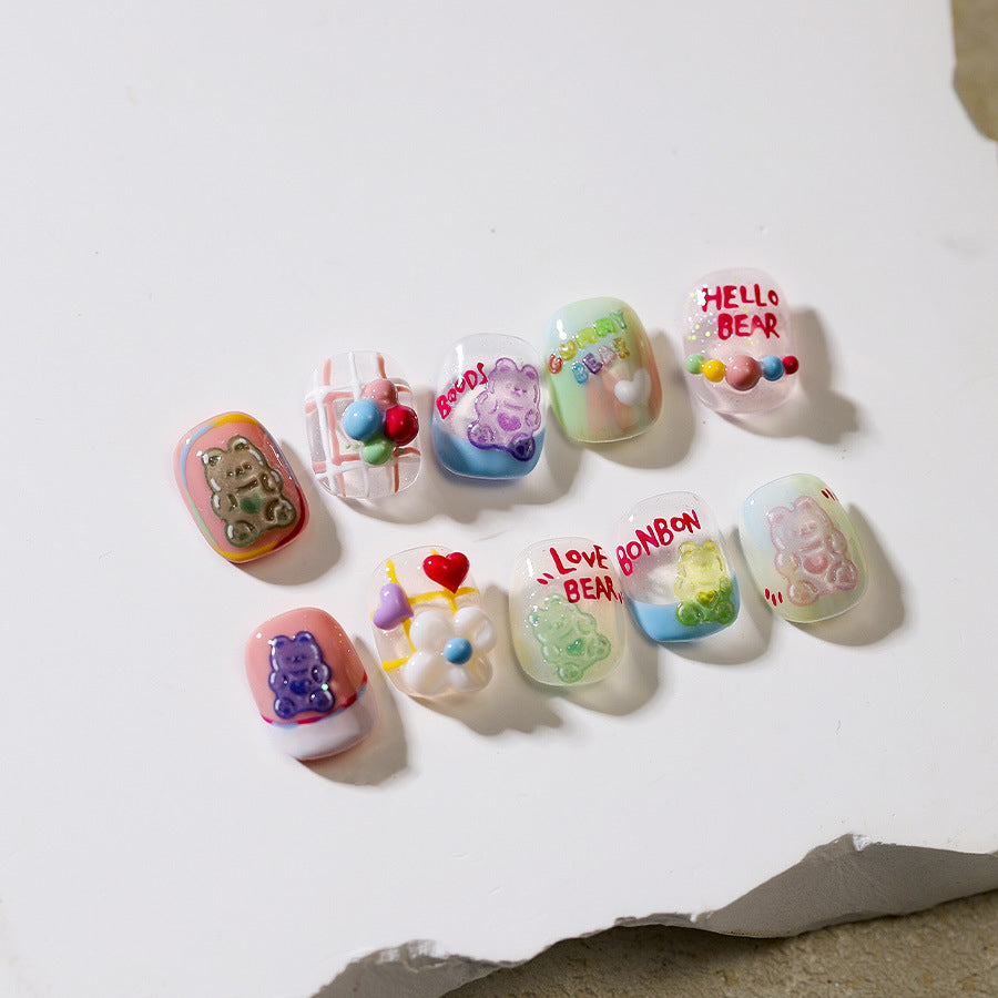 LuLuFun Studio Candy Bear Jelly Nail Deco Stickers - DIY Nail Art Decals