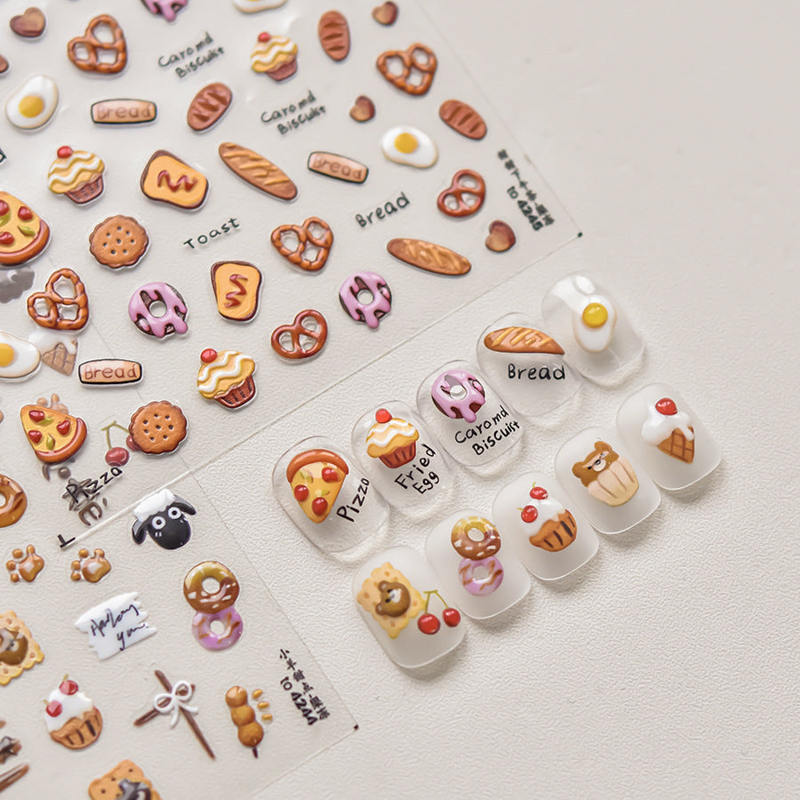 LuLuFun Studio Pizza Bakery Nail Deco Stickers - DIY Manicure Decals