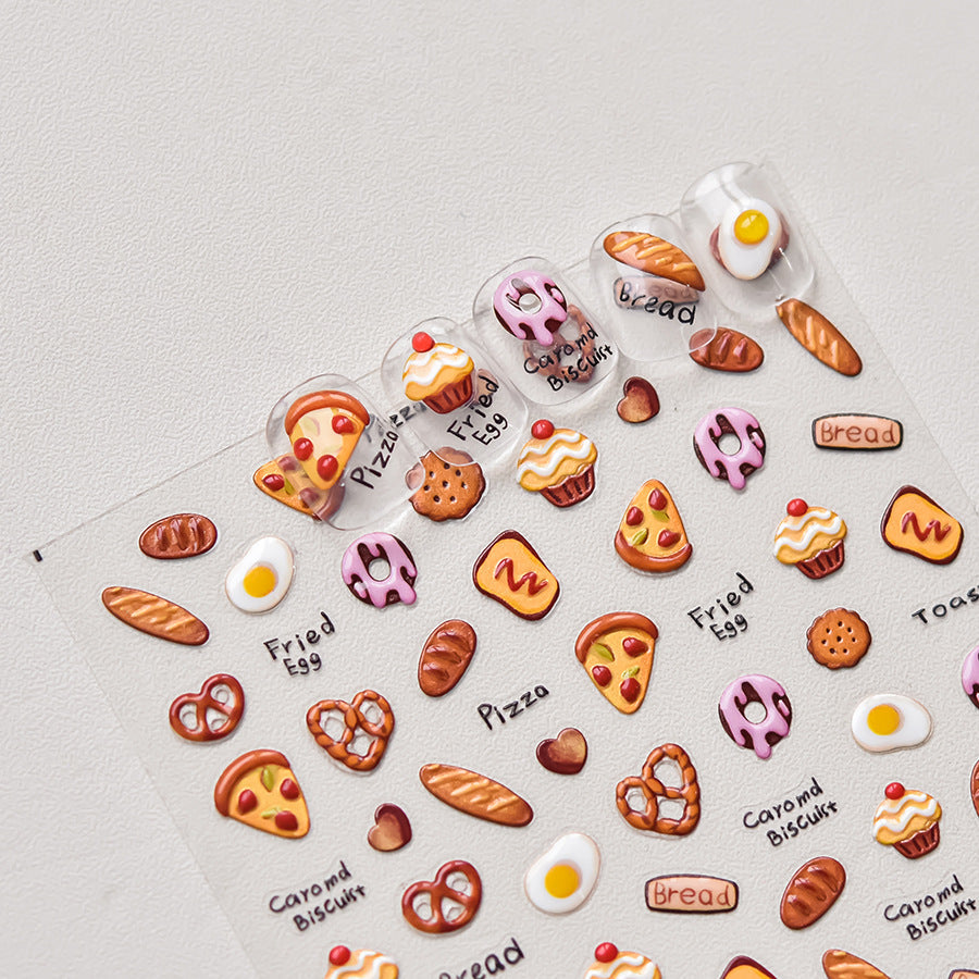 LuLuFun Studio Pizza Bakery Nail Deco Stickers - DIY Manicure Decals