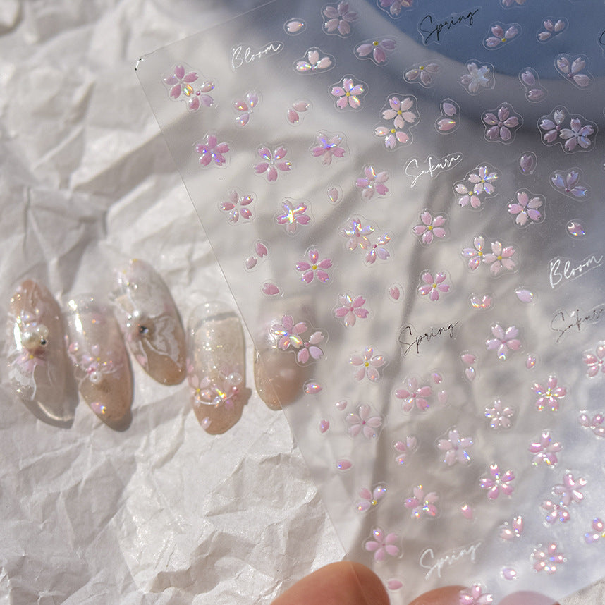 LuLuFun Studio Pink Cherry Blossom Nail Art Stickers - Floral Decals