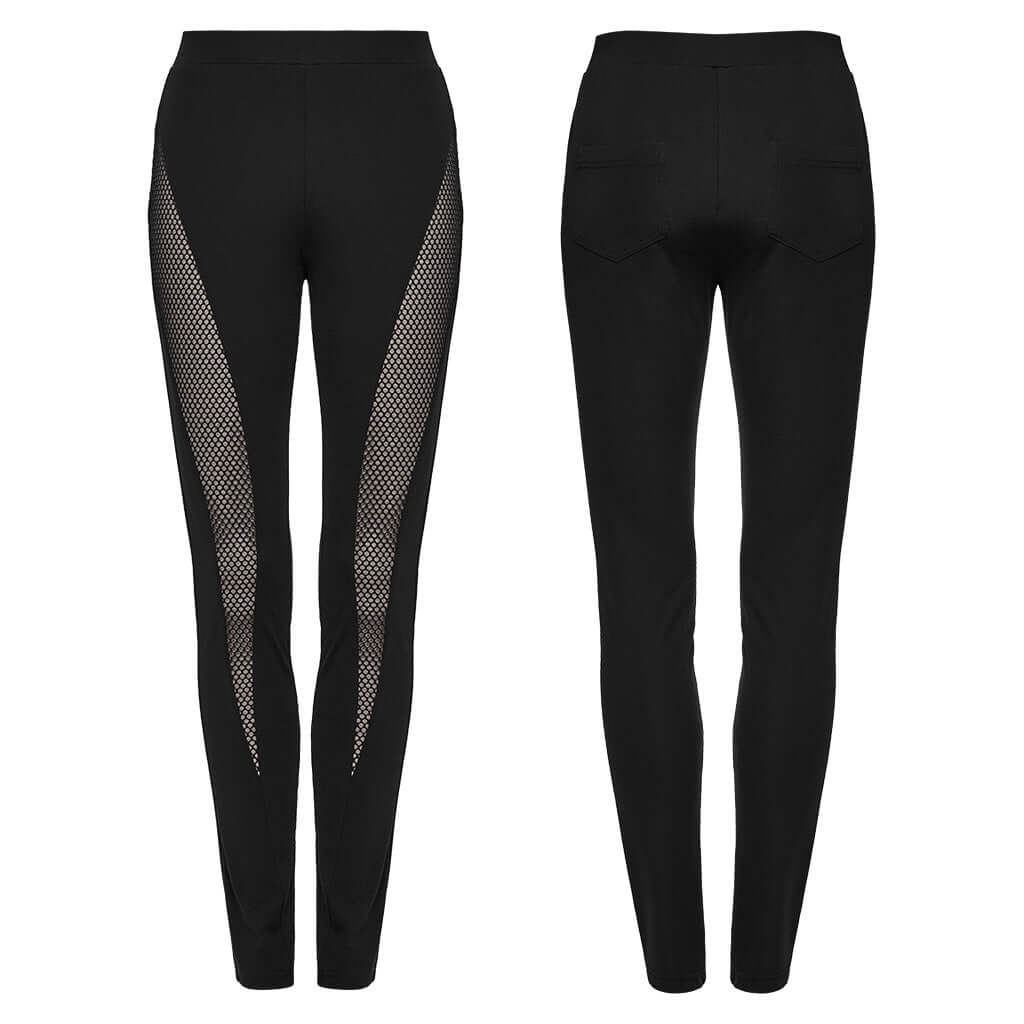 Punk Rave Ausha Leggings – Black Honeycomb Mesh and Knitted Fabric