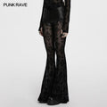 Punk Rave Seraphina Cross Flocking Mesh Flare Pants – Goth Faux Leather