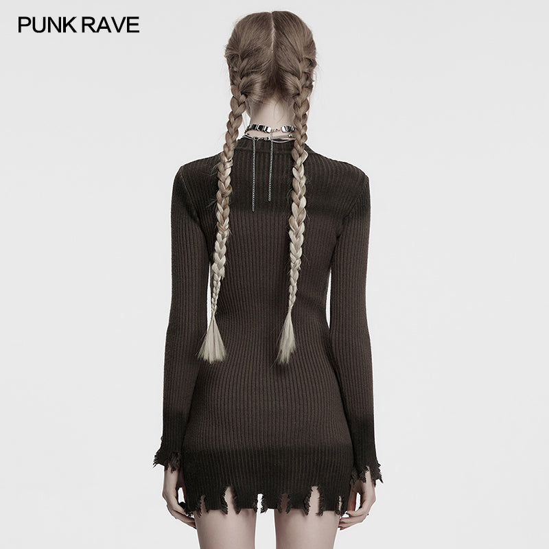 Punk Rave Lunar Eclipse Embroidered Gothic Maxi Dress – Burgundy Black