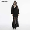 Punk Rave Calliope Goth Night Bat Dress – Rose Mesh Fish Tail Hem