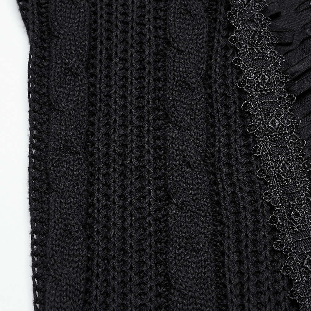 Punk Rave Anastasia Knitted Fishtail Skirt – Distressed Goth Lace Up