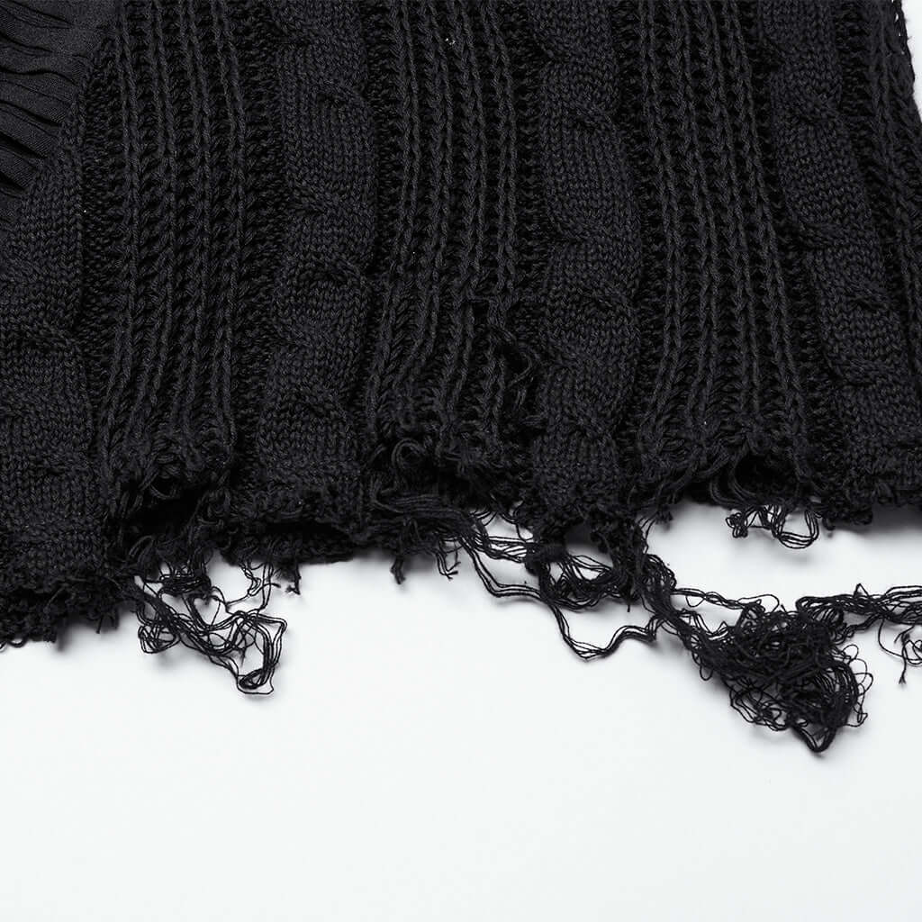 Punk Rave Anastasia Knitted Fishtail Skirt – Distressed Goth Lace Up