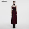 Punk Rave Vivienne Velvet Lace Panel Goth Slip Dress – Burgundy