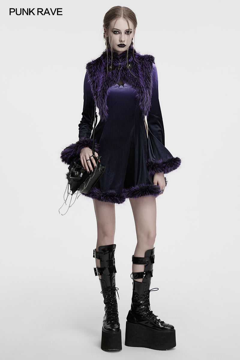 Punk Rave Lilith Gradient Faux Fur Devil Shawl – Violet Gothic Wrap