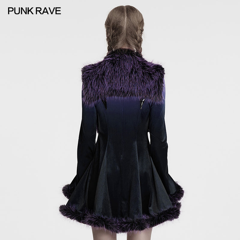 Punk Rave Lilith Gradient Faux Fur Devil Shawl – Violet Gothic Wrap