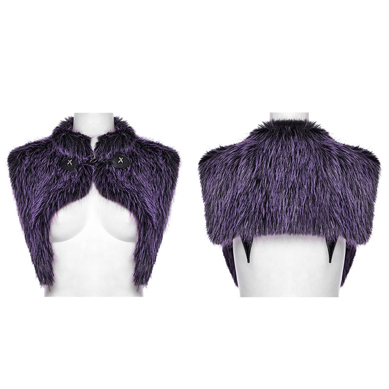 Punk Rave Lilith Gradient Faux Fur Devil Shawl – Violet Gothic Wrap