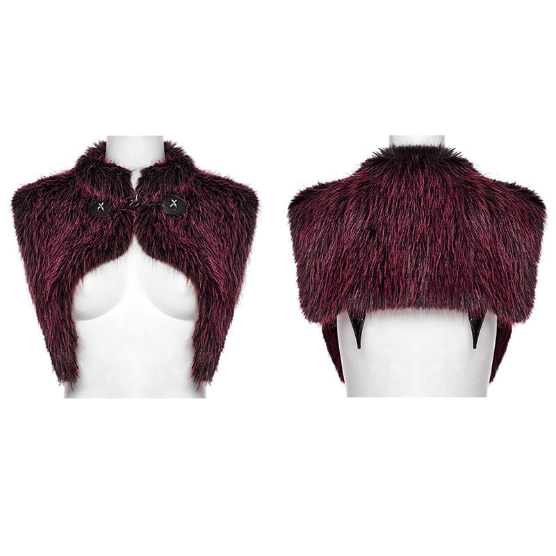 Punk Rave Lilith Gradient Faux Fur Devil Shawl - Crimson & Black