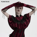 Punk Rave Selene Crimson Velvet Embroidered Gothic Evening Gloves