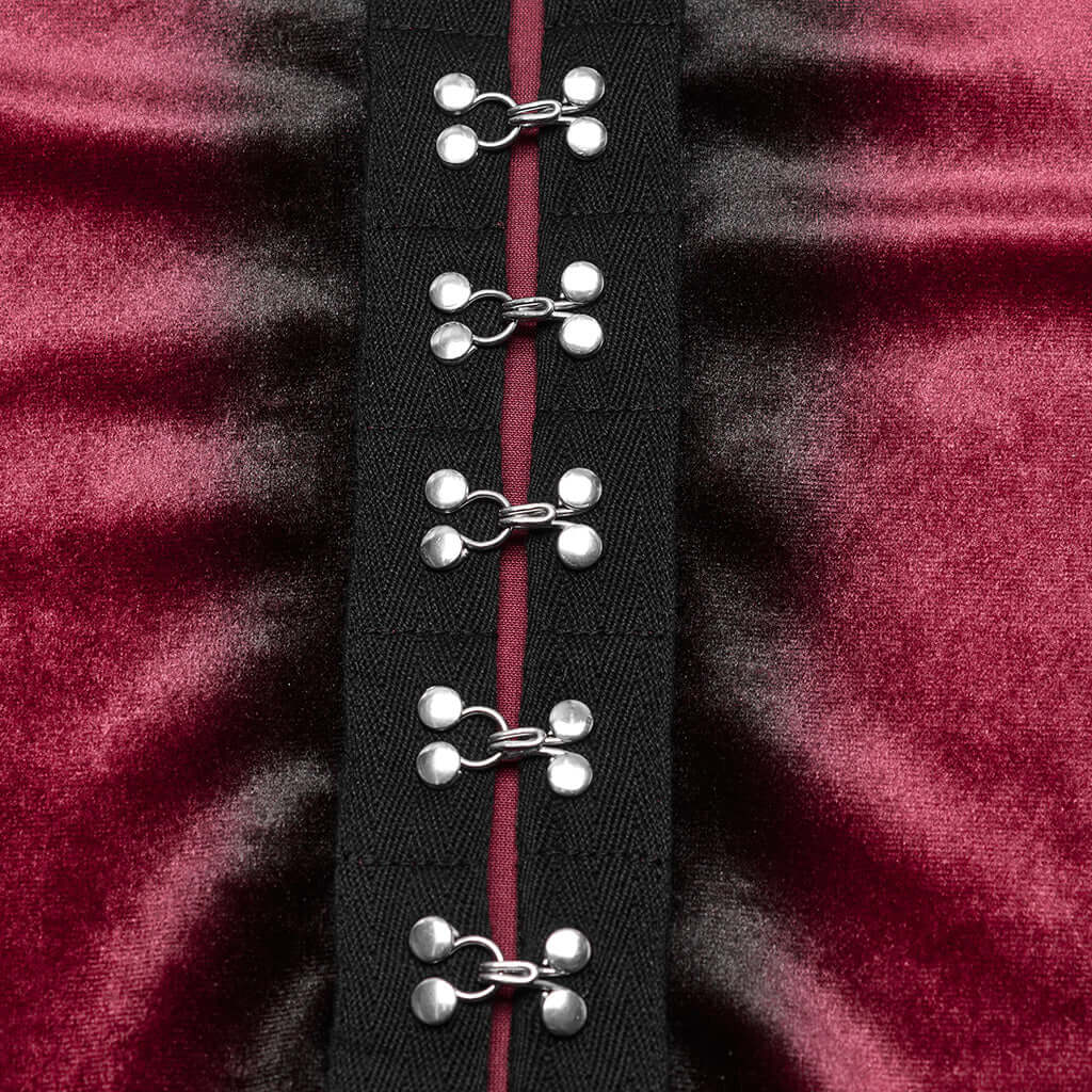 Punk Rave Leticia Burgundy Gradient Velvet Top with Feature Hooks