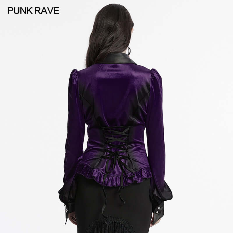 Punk Rave Fawn Gradient Printed Velvet Shirt in Violet – Bat Collar