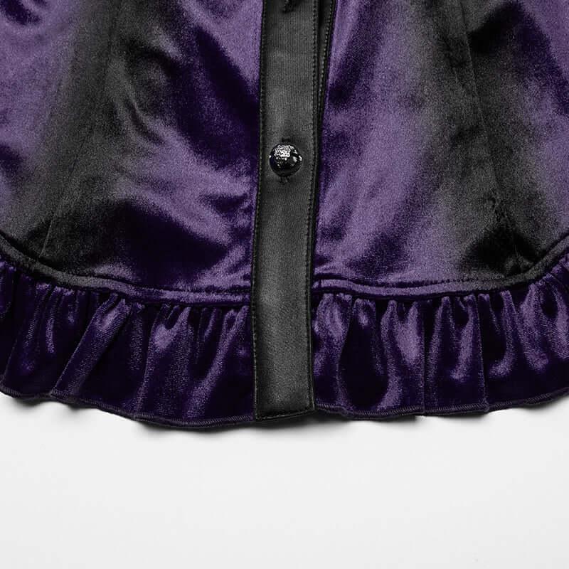 Punk Rave Fawn Gradient Printed Velvet Shirt in Violet – Bat Collar