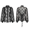 Punk Rave Padme Lace Transparent Shirt – Rose Mesh Stand Collar
