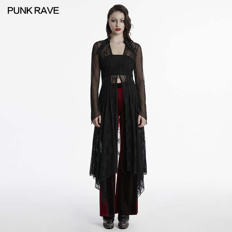 Punk Rave Tau Lace Cardigan – Sheer Mesh Sun Protection Shirt