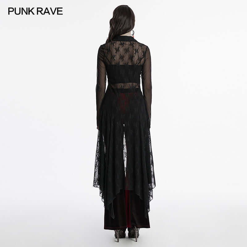 Punk Rave Tau Lace Cardigan – Sheer Mesh Sun Protection Shirt