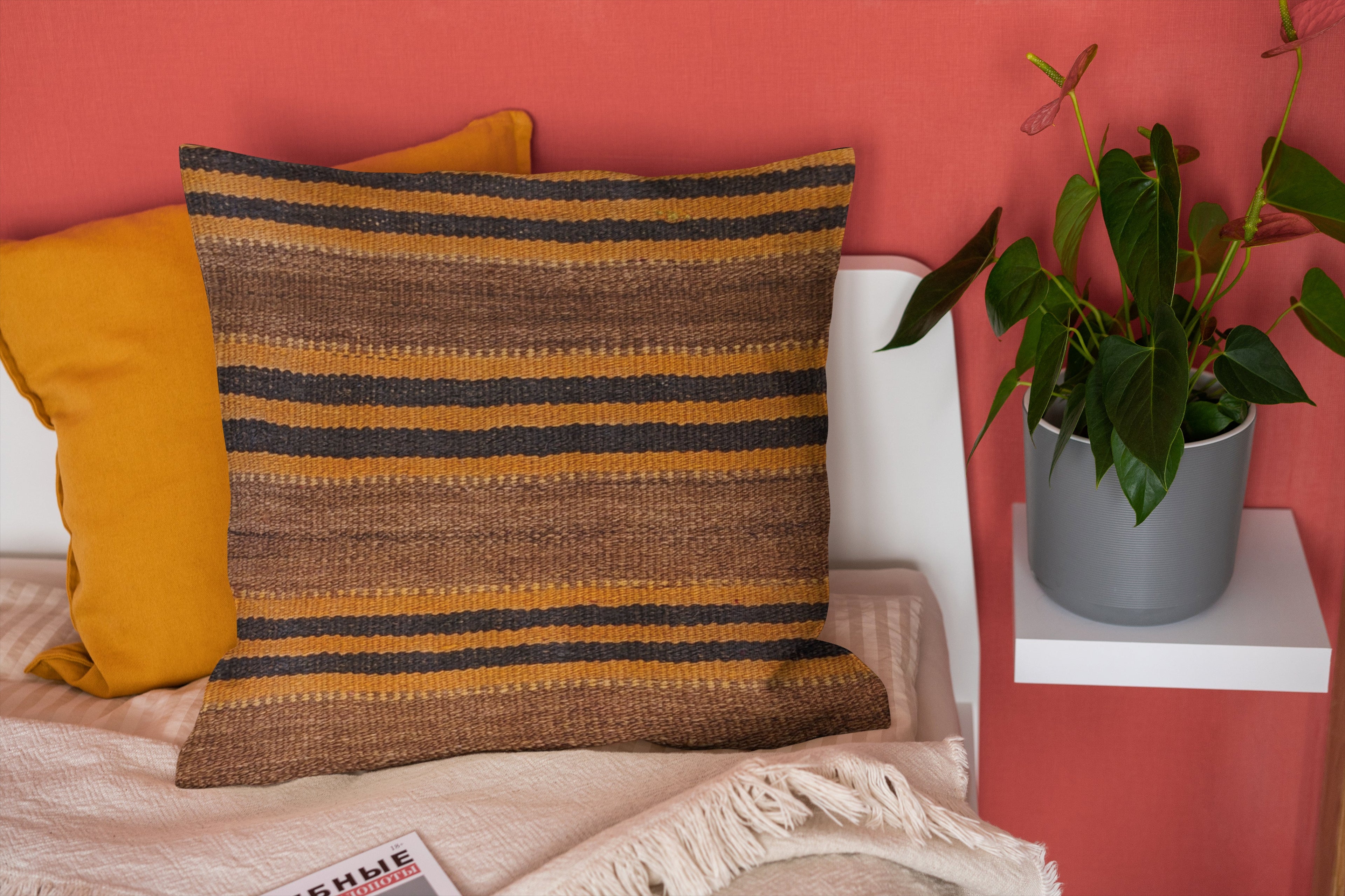 Turkish Kilim Vintage Cushion Cover - 40 x 40 cm