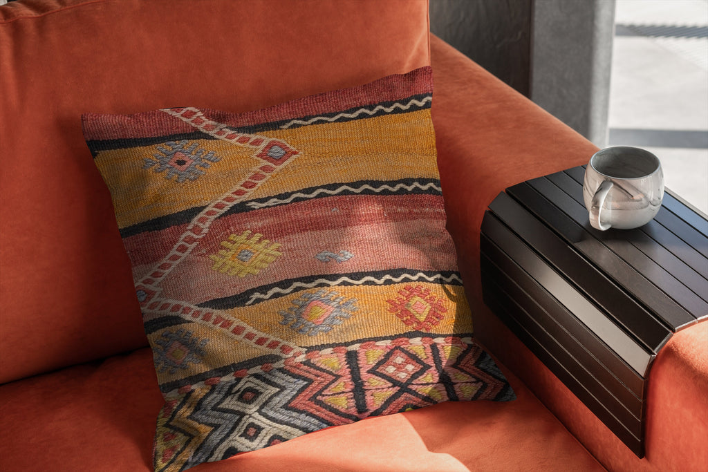 Turkish Kilim Vintage Cushion Cover - 40 x 40 cm
