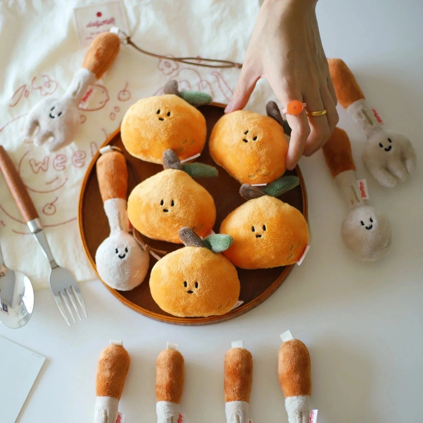 LuLuFun Studio Orange Plush Bag Charm – Cute Kawaii Fruit Keychain