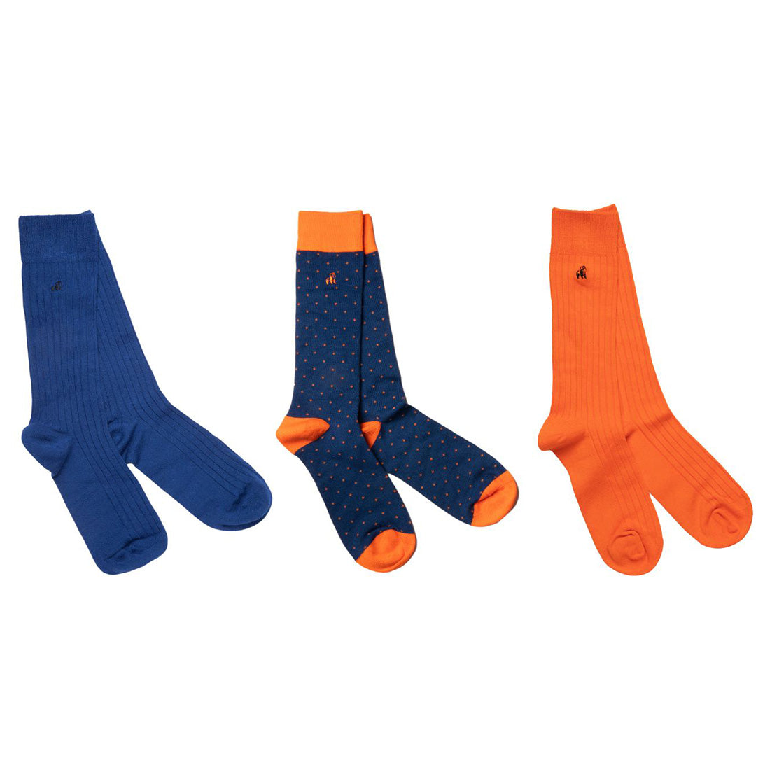 Swole Panda Bamboo Socks Gift Box – 3 Pair Orange and Blue Set