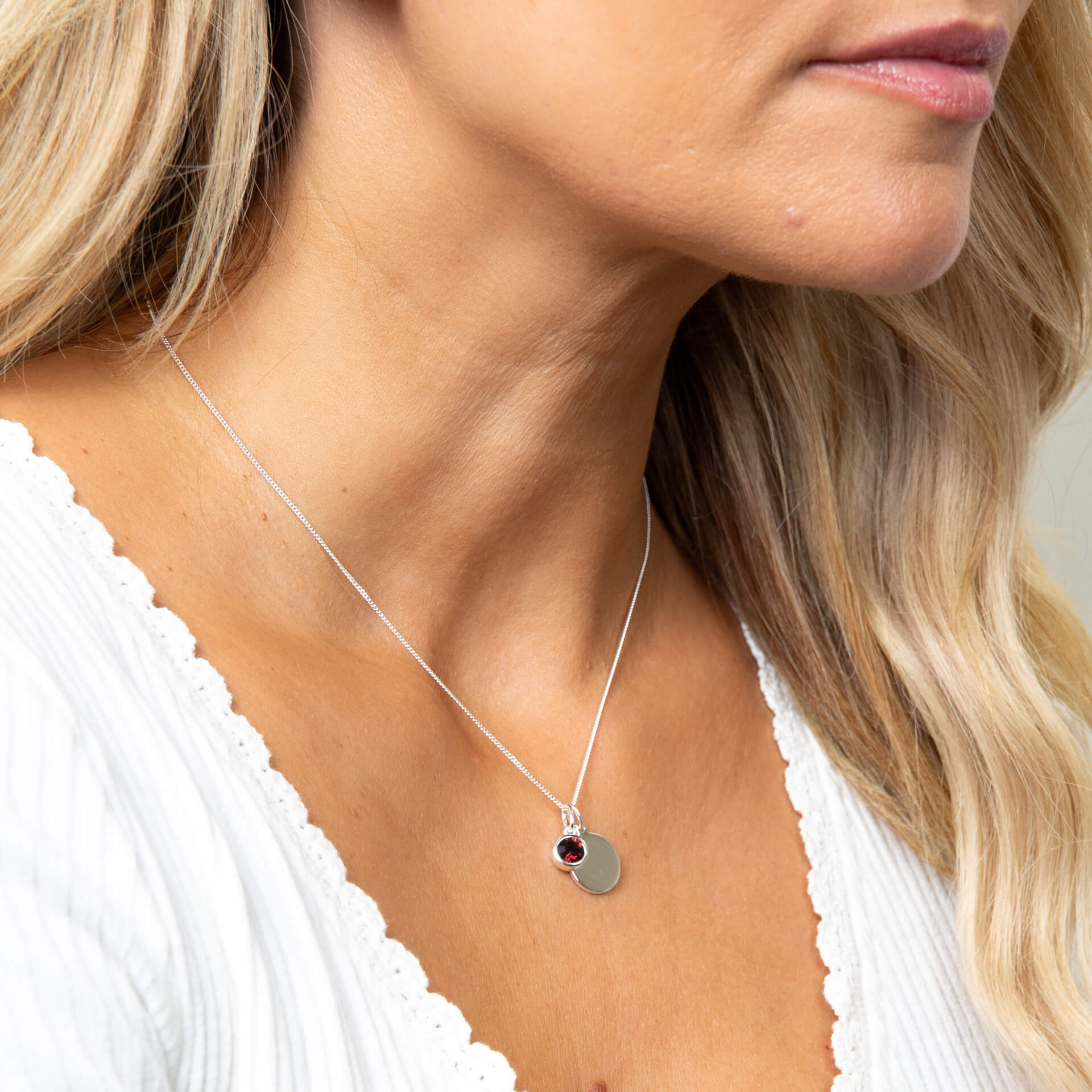 Gecko Jewellery Sterling Silver Crystal Birthstone Pendant Necklace