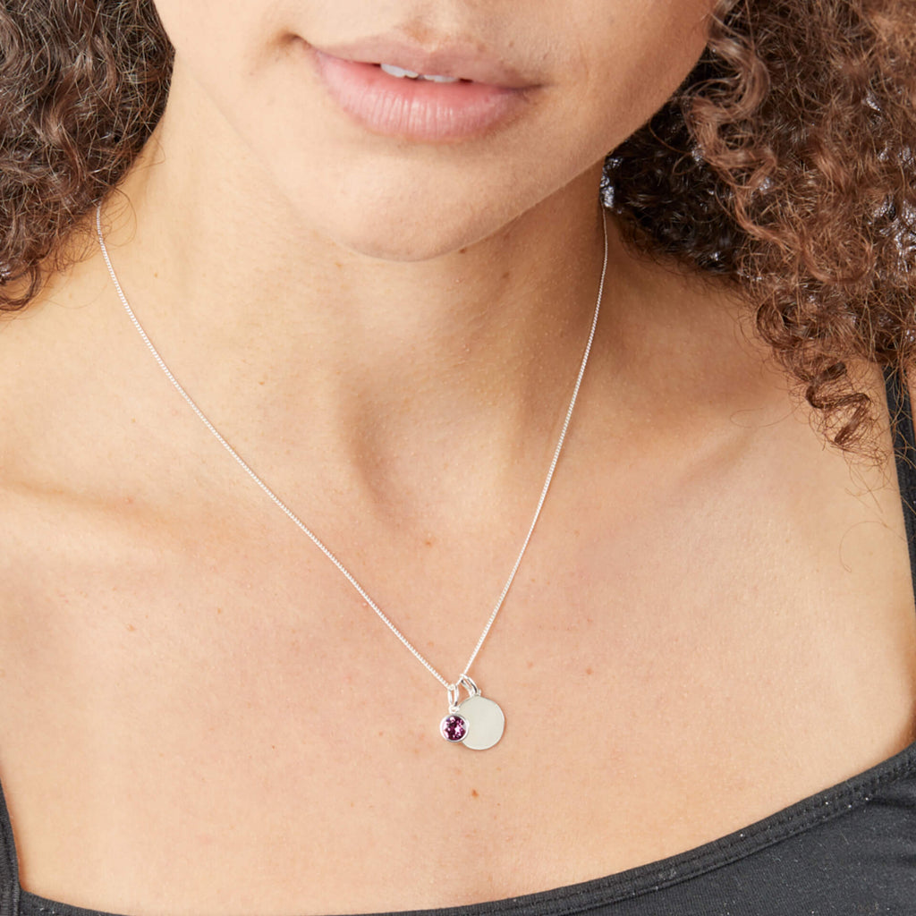 Gecko Jewellery Sterling Silver Crystal Birthstone Pendant Necklace