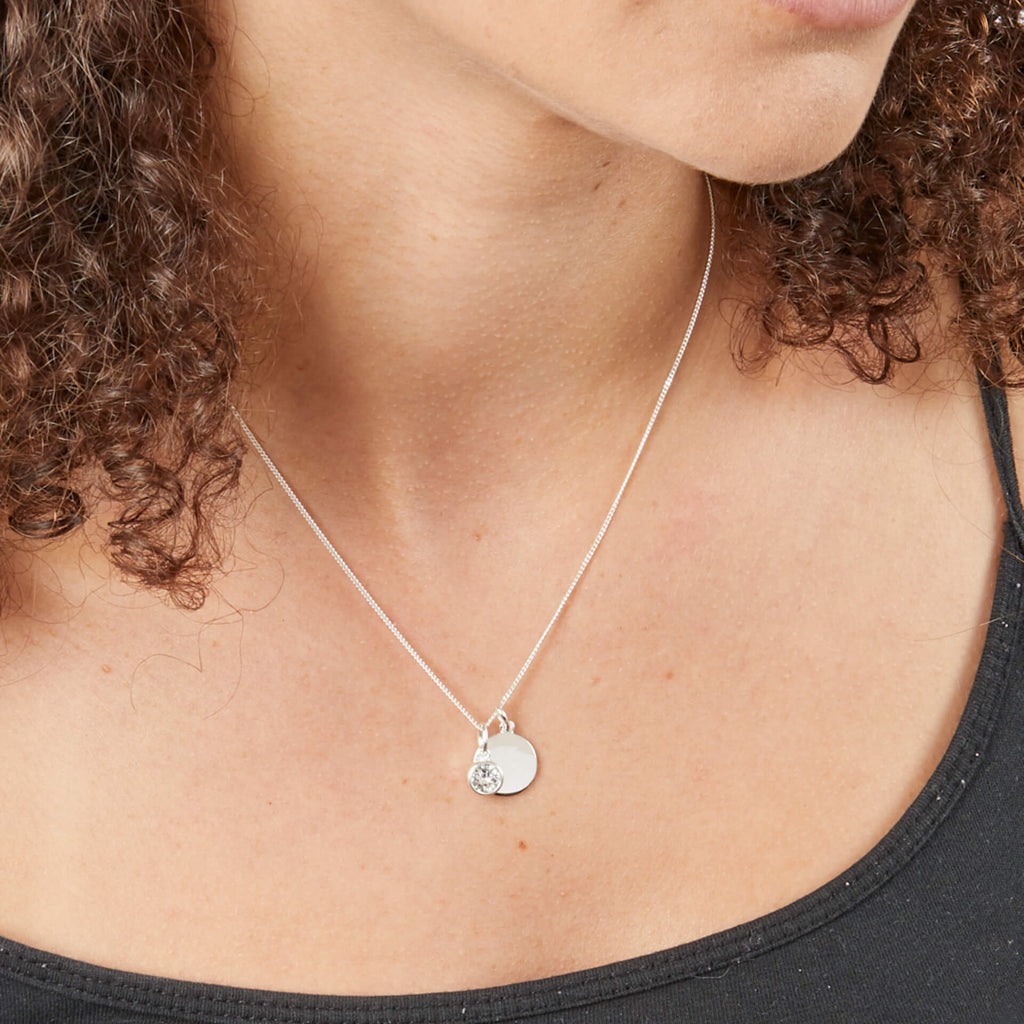 Gecko Jewellery Sterling Silver Crystal Birthstone Pendant Necklace