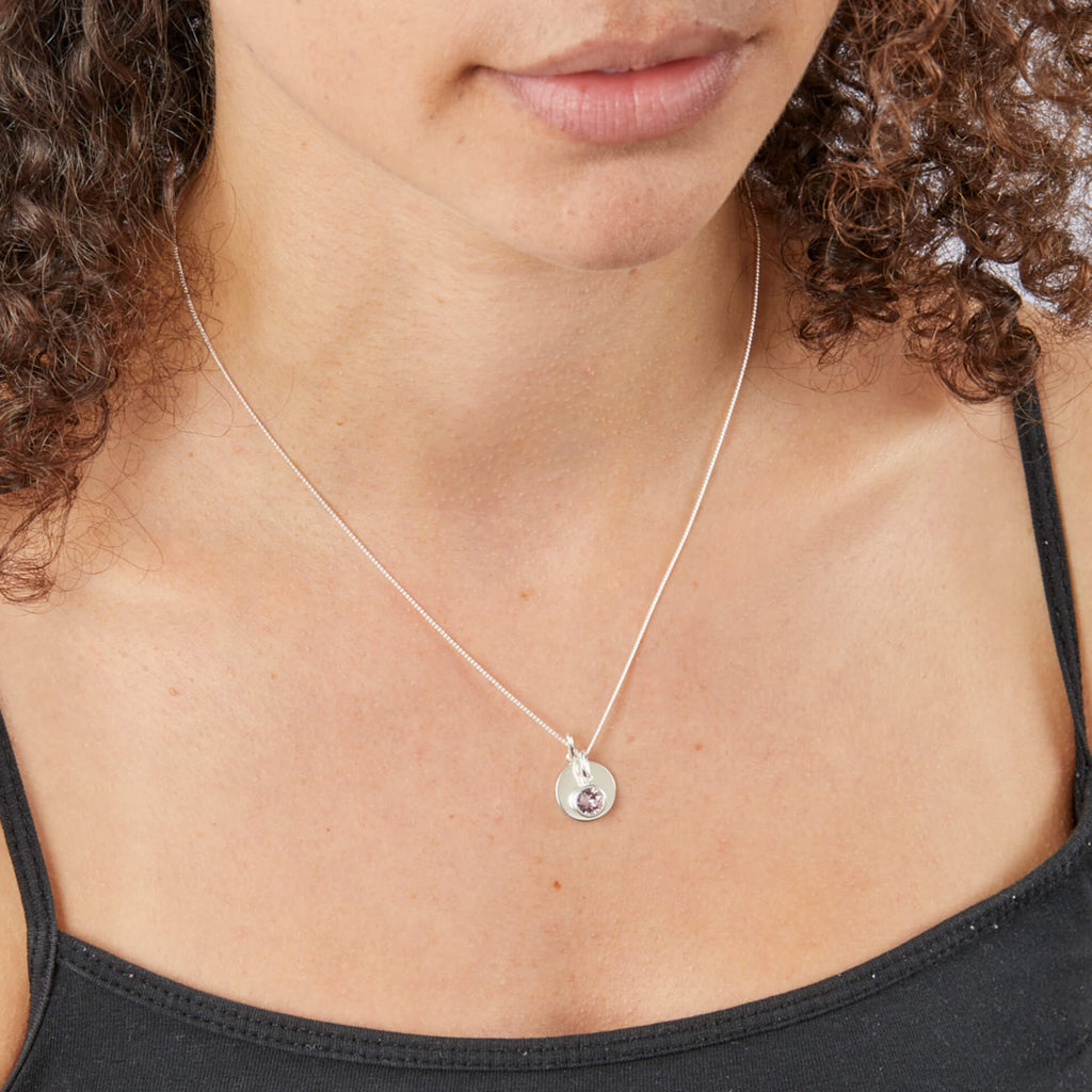 Gecko Jewellery Sterling Silver Crystal Birthstone Pendant Necklace